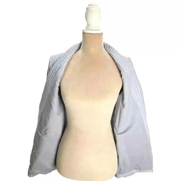 FRNCH PARIS Women's Woven Jacket Blazer Blue With White Stripes - Picture 3 of 15